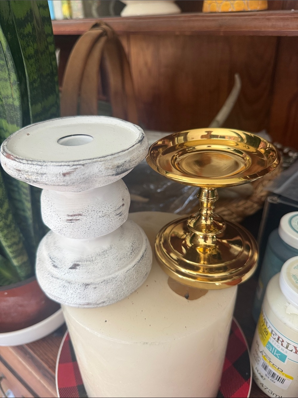 Gold and White Decorative Candle Holders - Home Accents